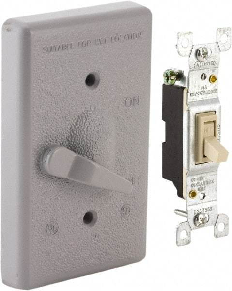 Hubbell-Raco - 1 Outlet, Powder Coat Finish, Rectangle Weather Resistant Box Cover - 0.859" Long x 2.828" Wide x 4.609" High, Wet Location, Aluminum, CSA Certified & UL Listed - Exact Tool & Supply