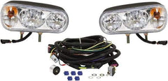 Buyers Products - 1,500 Lumens, 12 Volt DC, Double Post Halogen Headlight - 3200K Color Scale, 55 Low/High Watt, Oval - Exact Tool & Supply