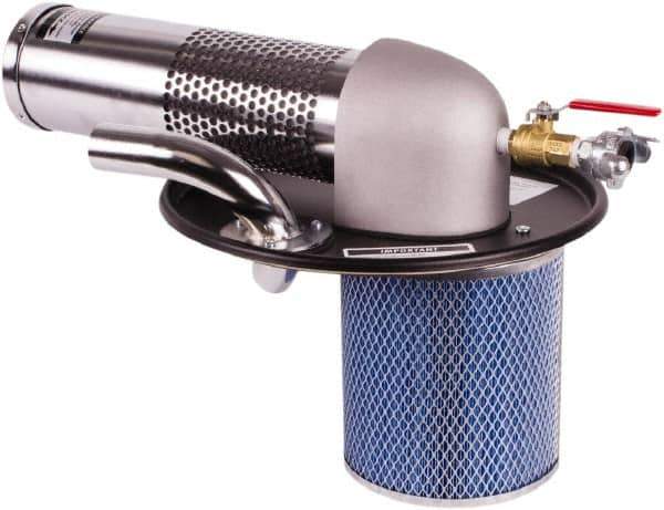 Guardair - Air Powered Wet/Dry Drum Vacuum Head - 20' Hose Length, 1-1/2" Vacuum Hose Fitting, 213" Water Lift, Use with 1-1/2" Hoses - Exact Tool & Supply