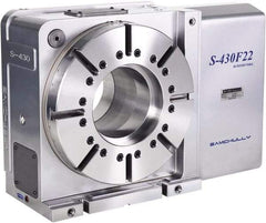 Samchully - 1 Spindle, 432mm Horizontal & Vertical Rotary Table - 500 kg (1100 Lb) Max Horiz Load, 283mm Centerline Height, 194mm Through Hole - Exact Tool & Supply