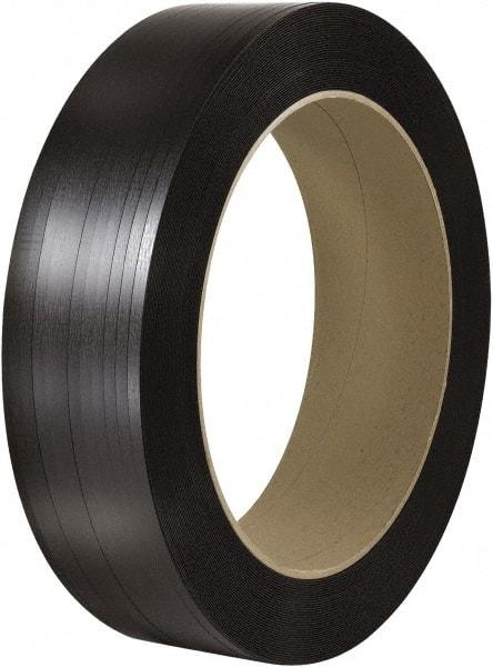 Made in USA - 4,500' Long x 1/2" Wide, Coil Case Polyester Hand Strapping - 500 Lb Capacity, 0.015" Thick - Exact Tool & Supply