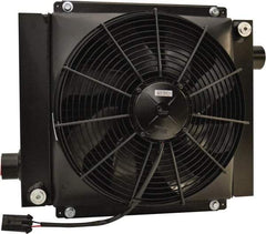 AKG Thermal Systems - SAE #20, 1 Fan Mount, Liquid-To-Air Aluminum Brazed Process Equipment Heat Exchanger - Oil Cooler, Ethylene Glycol/Water Mixture Cooler, 18" High x 20.47" Wide x 9.96" Deep, 91,681 BTU/Hr, 250°F Max - Exact Tool & Supply