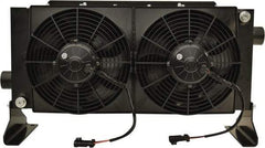 AKG Thermal Systems - SAE #20, 2 Fan Mount, Liquid-To-Air Aluminum Brazed Process Equipment Heat Exchanger - Oil Cooler, Ethylene Glycol/Water Mixture Cooler, 16" High x 28.35" Wide x 8.45" Deep, 114,601 BTU/Hr, 250°F Max - Exact Tool & Supply