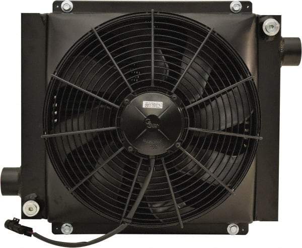 AKG Thermal Systems - SAE #20, 1 Fan Mount, Liquid-To-Air Aluminum Brazed Process Equipment Heat Exchanger - Oil Cooler, Ethylene Glycol/Water Mixture Cooler, 17" High x 19.69" Wide x 8.7" Deep, 76,401 BTU/Hr, 250°F Max - Exact Tool & Supply