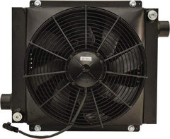 AKG Thermal Systems - SAE #20, 1 Fan Mount, Liquid-To-Air Aluminum Brazed Process Equipment Heat Exchanger - Oil Cooler, Ethylene Glycol/Water Mixture Cooler, 17" High x 19.69" Wide x 8.7" Deep, 76,401 BTU/Hr, 250°F Max - Exact Tool & Supply