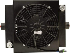 AKG Thermal Systems - SAE #12, 1 Fan Mount, Liquid-To-Air Aluminum Brazed Process Equipment Heat Exchanger - Oil Cooler, Ethylene Glycol/Water Mixture Cooler, 11" High x 13.78" Wide x 6.02" Deep, 25,467 BTU/Hr, 250°F Max - Exact Tool & Supply