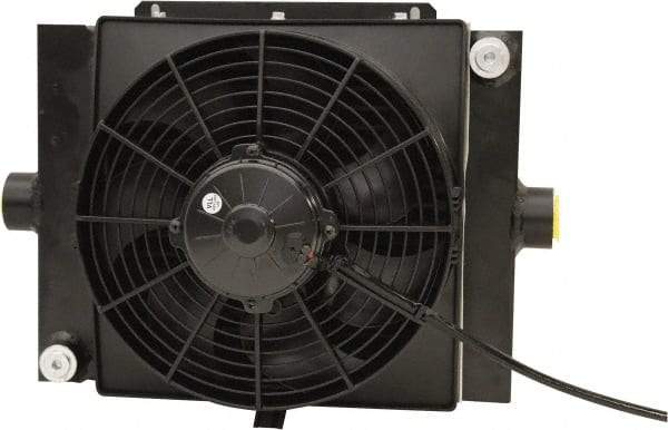 AKG Thermal Systems - SAE #16, 1 Fan Mount, Liquid-To-Air Aluminum Brazed Process Equipment Heat Exchanger - Oil Cooler, Ethylene Glycol/Water Mixture Cooler, 13" High x 15.75" Wide x 6.52" Deep, 40,747 BTU/Hr, 250°F Max - Exact Tool & Supply