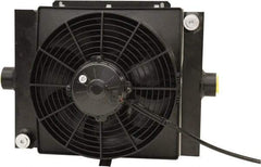 AKG Thermal Systems - SAE #16, 1 Fan Mount, Liquid-To-Air Aluminum Brazed Process Equipment Heat Exchanger - Oil Cooler, Ethylene Glycol/Water Mixture Cooler, 13" High x 15.75" Wide x 6.52" Deep, 40,747 BTU/Hr, 250°F Max - Exact Tool & Supply