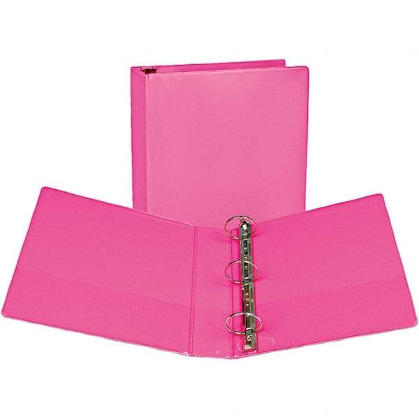 Samsill - 400 Sheet Capacity, 8-1/2 x 11", View Ring Binder - Vinyl Covered Chipboard, Berry - Exact Tool & Supply
