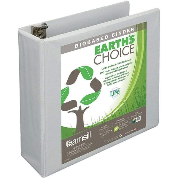 Samsill - 575 Sheet Capacity, 8-1/2 x 11", View Ring Binder - Polypropylene, White - Exact Tool & Supply