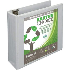 Samsill - 575 Sheet Capacity, 8-1/2 x 11", View Ring Binder - Polypropylene, White - Exact Tool & Supply