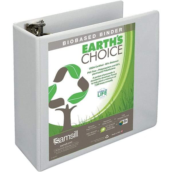 Samsill - 700 Sheet Capacity, 8-1/2 x 11", View Ring Binder - Polypropylene, White - Exact Tool & Supply