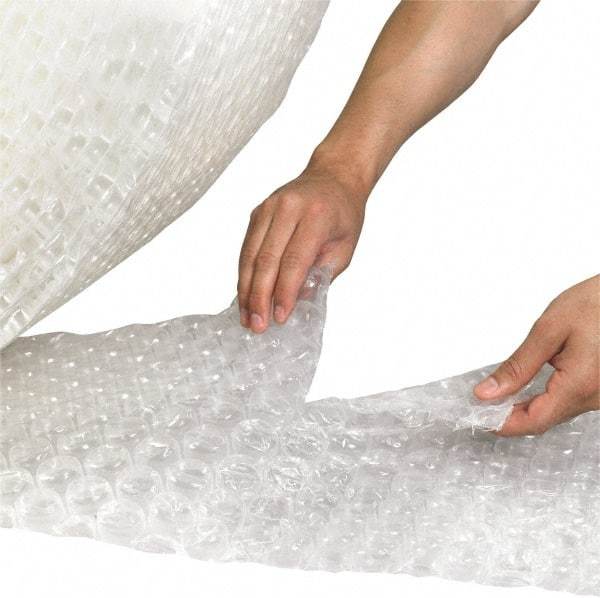 Made in USA - 250' Long x 48" Wide x 1/2" Thick, Bubble Roll - Clear, Perforated Every 12" - Exact Tool & Supply