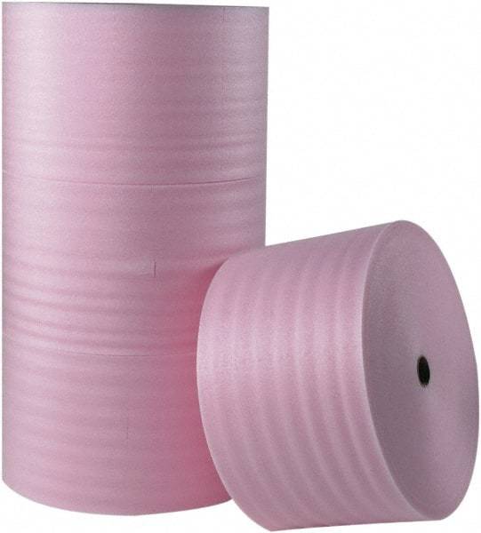 Made in USA - 250' Long x 6" Wide x 1/4" Thick, Polyethylene Foam - Pink - Exact Tool & Supply
