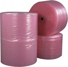 Made in USA - 9,000" Long x 12" Wide, Antistatic Bubble Roll - Pink, Standard Grade - Exact Tool & Supply
