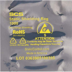 Made in USA - 7" Long x 4" Wide, 3.1 mil Thick, Open Top Static Shield Bag - Transparent, Metal-In, Standard Grade - Exact Tool & Supply