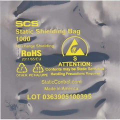 Made in USA - 4" Long x 4" Wide, 3.1 mil Thick, Open Top Static Shield Bag - Transparent, Metal-In, Standard Grade - Exact Tool & Supply