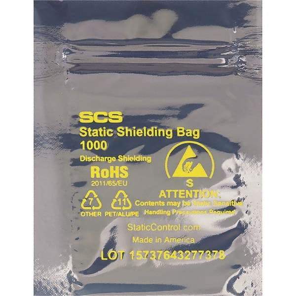 Made in USA - 20" Long x 15" Wide, 3.1 mil Thick, Self Seal Static Shield Bag - Transparent, Metal-In, Standard Grade - Exact Tool & Supply