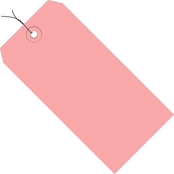 Made in USA - 3-3/4" High x 1-7/8" Long, Safety & Facility Blank Tag - Pink Cardstock - Exact Tool & Supply