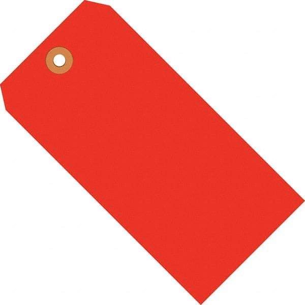 Made in USA - 6-1/4" High x 3-1/8" Long, Safety & Facility Blank Tag - Fluorescent Red Cardstock - Exact Tool & Supply