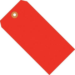 Made in USA - 6-1/4" High x 3-1/8" Long, Safety & Facility Blank Tag - Fluorescent Red Cardstock - Exact Tool & Supply