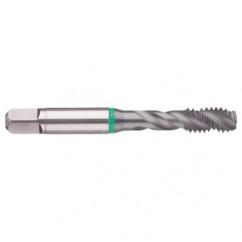 7/8-9 2B 4-Flute Cobalt Green Ring Semi-Bottoming 40 degree Spiral Flute Tap-TiCN - Exact Tool & Supply