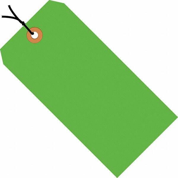 Made in USA - 4-1/4" High x 2-1/8" Long, Safety & Facility Blank Tag - Fluorescent Green Cardstock - Exact Tool & Supply