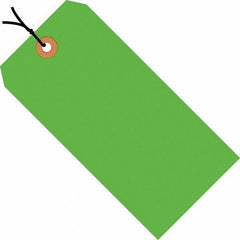 Made in USA - 4-1/4" High x 2-1/8" Long, Safety & Facility Blank Tag - Fluorescent Green Cardstock - Exact Tool & Supply