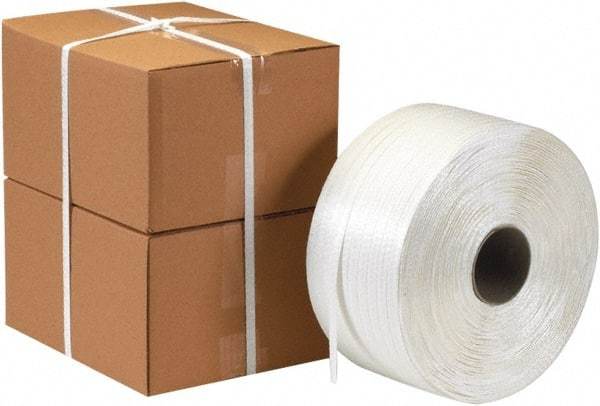 Made in USA - 3,900' Long x 1/2" Wide, Coil Case Polyester Hand Strapping - 650 Lb Capacity - Exact Tool & Supply
