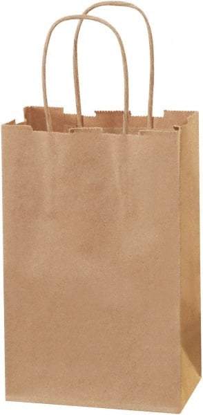 Made in USA - Kraft Grocery Bag - 5-1/4 x 3-1/4 x 8-3/8, Kraft - Exact Tool & Supply