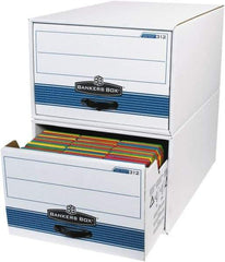 Made in USA - 1 Compartment, 15" Wide x 24" Deep, File Storage Boxes - Corrugated Cardboard, White - Exact Tool & Supply