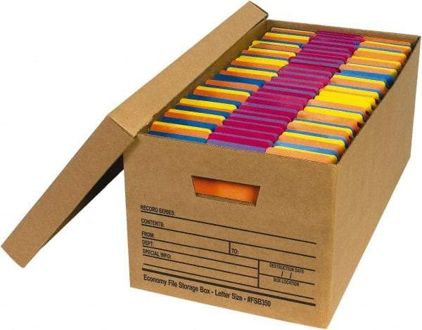 Made in USA - 1 Compartment, 12" Wide x 24" Deep, File Storage Boxes - Corrugated Cardboard, Kraft (Color) - Exact Tool & Supply