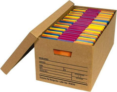 Made in USA - 1 Compartment, 12" Wide x 24" Deep, File Storage Boxes - Corrugated Cardboard, Kraft (Color) - Exact Tool & Supply