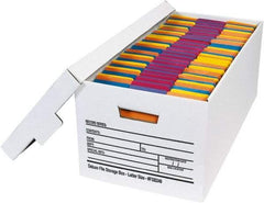 Made in USA - 1 Compartment, 12" Wide x 24" Deep, File Storage Boxes - Corrugated Cardboard, White - Exact Tool & Supply