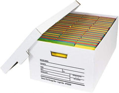 Made in USA - 1 Compartment, 15" Wide x 24" Deep, File Storage Boxes - Corrugated Cardboard, White - Exact Tool & Supply