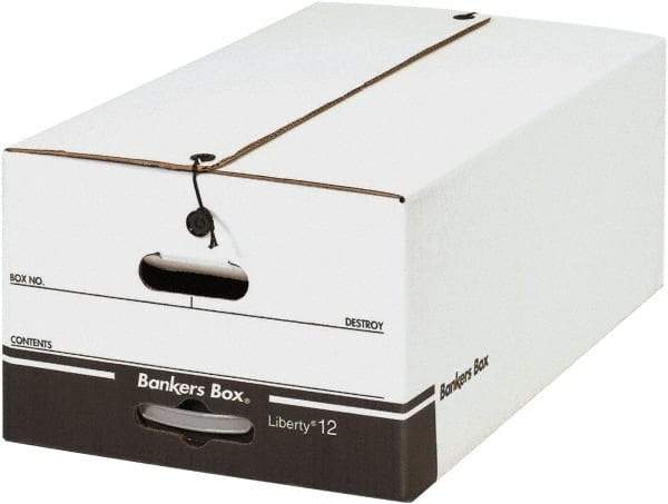 Made in USA - 1 Compartment, 15" Wide x 24" Deep, File Storage Boxes - Corrugated Cardboard, White - Exact Tool & Supply