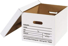 Made in USA - 1 Compartment, 12" Wide x 15" Deep, File Storage Boxes - Corrugated Cardboard, White - Exact Tool & Supply