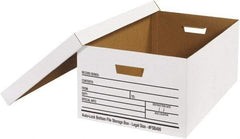 Made in USA - 1 Compartment, 15" Wide x 24" Deep, File Storage Boxes - Corrugated Cardboard, White - Exact Tool & Supply