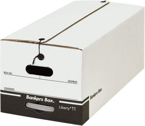 Made in USA - 1 Compartment, 12" Wide x 24" Deep, File Storage Boxes - Corrugated Cardboard, White - Exact Tool & Supply