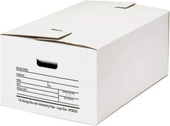 Made in USA - 1 Compartment, 15" Wide x 24" Deep, File Storage Boxes - Corrugated Cardboard, White - Exact Tool & Supply