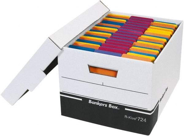 Made in USA - 1 Compartment, 12" Wide x 15" Deep, File Storage Boxes - Corrugated Cardboard, Black - Exact Tool & Supply