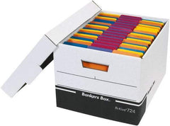 Made in USA - 1 Compartment, 12" Wide x 15" Deep, File Storage Boxes - Corrugated Cardboard, Black - Exact Tool & Supply