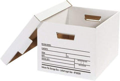 Made in USA - 1 Compartment, 12" Wide x 15" Deep, File Storage Boxes - Corrugated Cardboard, White - Exact Tool & Supply