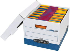 Made in USA - 1 Compartment, 12" Wide x 15" Deep, File Storage Boxes - Corrugated Cardboard, Blue - Exact Tool & Supply