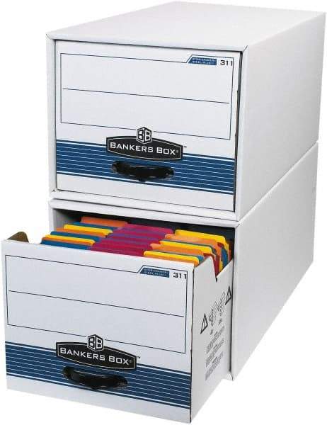 Made in USA - 1 Compartment, 12" Wide x 24" Deep, File Storage Boxes - Corrugated Cardboard, White - Exact Tool & Supply