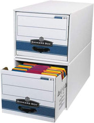 Made in USA - 1 Compartment, 12" Wide x 24" Deep, File Storage Boxes - Corrugated Cardboard, White - Exact Tool & Supply