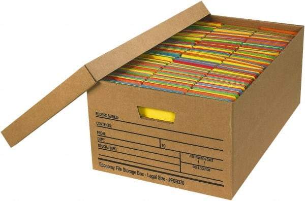 Made in USA - 1 Compartment, 15" Wide x 24" Deep, File Storage Boxes - Corrugated Cardboard, Kraft (Color) - Exact Tool & Supply