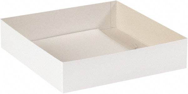 Made in USA - 14" Wide x 14" Long x 3" High Rectangle Chipboard Box - 1 Wall, White - Exact Tool & Supply
