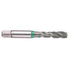 1-1/4-12 2B 4-Flute Cobalt Green Ring Semi-Bottoming 40 degree Spiral Flute Tap-TiCN - Exact Tool & Supply