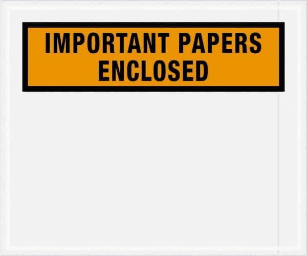 Value Collection - 500 Piece, 10" Long x 12" Wide, Packing List Envelope - Important Papers Enclosed, Orange - Exact Tool & Supply